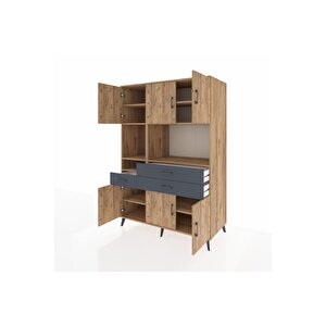 Kronos Dolap 9 Raflı 3 Çekmeceli 6 Kapaklı 132x59x195 Çam-çam/antrasit