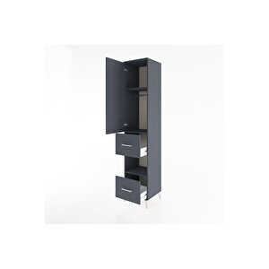 Hyperion Dolap 3 Raflı 2 Çekmeceli Tek Askılı 44x44x221 Antrasit-antrasit