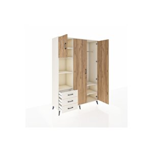 Hyperion Dolap 6 Raflı 3 Çekmeceli Tek Askılı 132x44x195 Aytaşı-çam/aytaşı