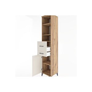 Hyperion Dolap 4 Raflı 2 Çekmeceli Tek Kapaklı 44x44x221 Çam-aytaşı