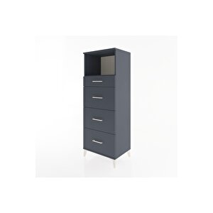 Hyperion Dolap Tek Raflı 4 Çekmeceli 60x44x163 Antrasit-antrasit