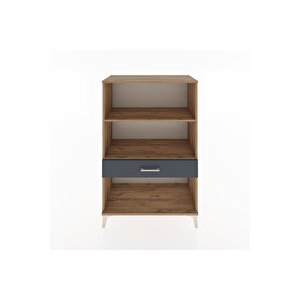 Hyperion Dolap 2 Raflı Tek Çekmeceli 88x44x134 Çam-antrasit