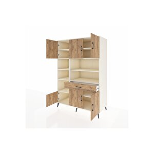 Kronos Dolap 10 Raflı Tek Çekmeceli 6 Kapaklı 132x59x195 Aytaşı-çam/çam