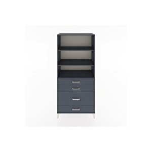 Hyperion Dolap 3 Raflı 4 Çekmeceli 88x44x195 Antrasit-antrasit