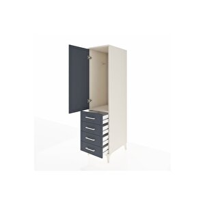 Kronos Dolap Tek Raflı 4 Çekmeceli Tek Askılı 44x59x182 Aytaşı-antrasit