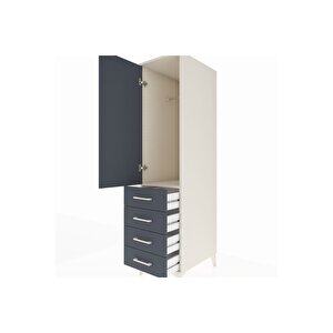 Kronos Dolap Tek Raflı 4 Çekmeceli Tek Askılı 44x59x182 Aytaşı-antrasit