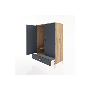 Hyperion Dolap Tek Raflı Tek Çekmeceli Tek Askılı 88x44x134 Çam-antrasit