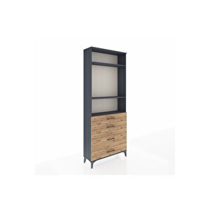 Arges Dolap 3 Raflı 4 Çekmeceli 88x30x221 Antrasit-çam