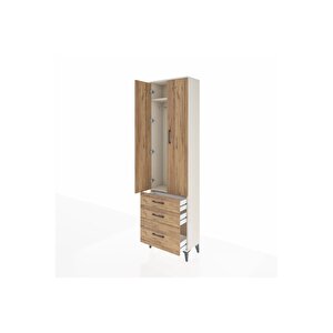 Arges Dolap 2 Raflı 3 Çekmeceli Tek Askılı 60x30x221 Aytaşı-çam