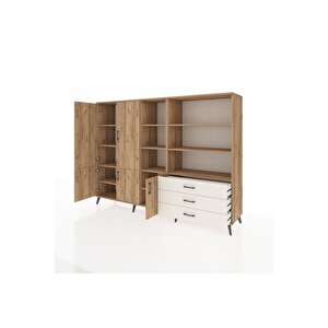 Hyperion Dolap 11 Raflı 3 Çekmeceli 5 Kapaklı 220x44x163 Çam-çam/aytaşı