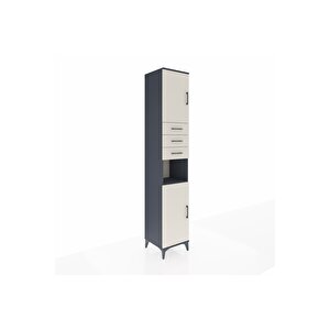 Hyperion Dolap 4 Raflı 3 Çekmeceli 2 Kapaklı 44x44x243 Antrasit-aytaşı