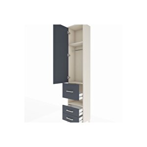 Arges Dolap 3 Raflı 3 Çekmeceli Tek Askılı 44x30x221 Aytaşı-antrasit