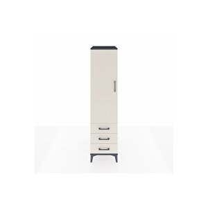 Kronos Dolap Tek Raflı 3 Çekmeceli Tek Askılı 44x59x182 Antrasit-aytaşı