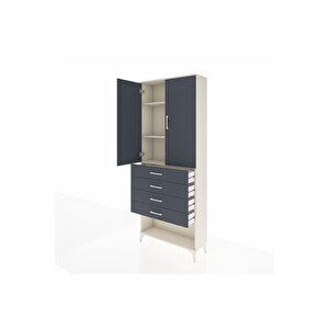 Arges Dolap 3 Raflı 4 Çekmeceli 2 Kapaklı 88x30x221 Aytaşı-antrasit
