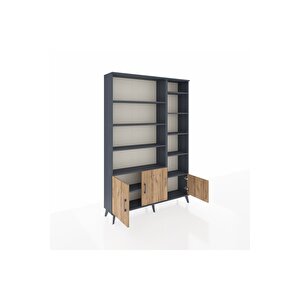 Arges Dolap 10 Raflı 3 Kapaklı 132x30x195 Antrasit-çam/antrasit