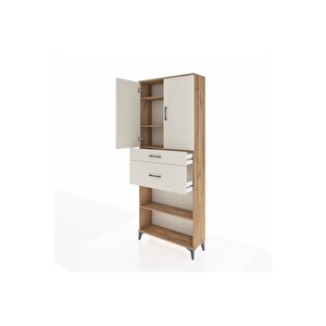 Arges Dolap 4 Raflı 2 Çekmeceli 2 Kapaklı 88x30x221 Çam-aytaşı