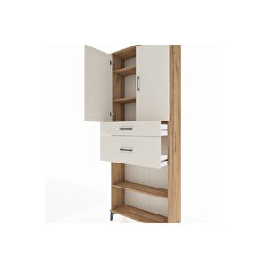 Arges Dolap 4 Raflı 2 Çekmeceli 2 Kapaklı 88x30x221 Çam-aytaşı