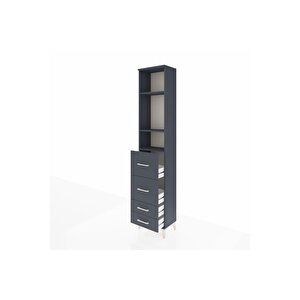 Arges Dolap 3 Raflı 4 Çekmeceli 44x30x221 Antrasit-antrasit
