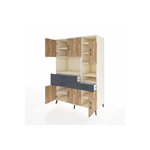 Kronos Dolap 10 Raflı 3 Çekmeceli 6 Kapaklı 132x59x195 Aytaşı-çam/antrasit