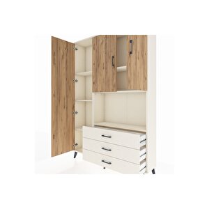 Arges Dolap 6 Raflı 3 Çekmeceli 3 Kapaklı 132x30x195 Aytaşı-çam/aytaşı