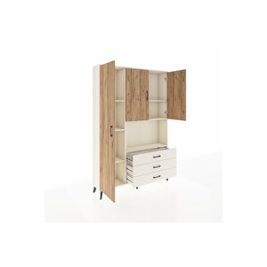 Arges Dolap 6 Raflı 3 Çekmeceli 3 Kapaklı 132x30x195 Aytaşı-çam/aytaşı