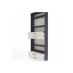 Arges Dolap 5 Raflı 4 Çekmeceli 88x30x243 Antrasit-aytaşı