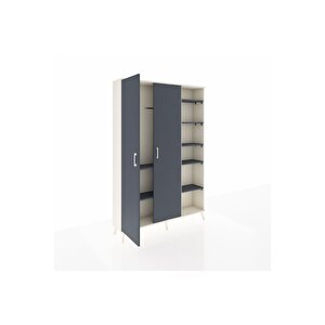 Arges Gardrop 7 Raflı 2 Kapaklı Tek Askılı 132x30x195 Aytaşı-antrasit