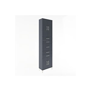 Arges Dolap 2 Raflı 5 Çekmeceli 4 Kapaklı 60x30x243 Antrasit-antrasit