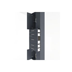 Arges Dolap 2 Raflı 5 Çekmeceli 4 Kapaklı 60x30x243 Antrasit-antrasit