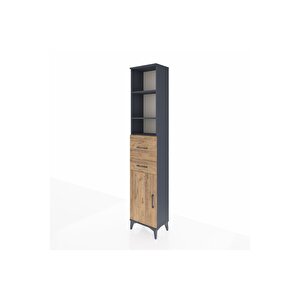 Arges Dolap 4 Raflı 2 Çekmeceli Tek Kapaklı 44x30x221 Antrasit-çam