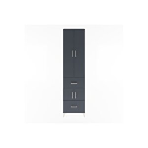 Arges Dolap 5 Raflı 2 Çekmeceli 4 Kapaklı 60x30x243 Antrasit-antrasit