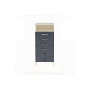 Arges Dolap Tek Raflı 6 Çekmeceli 60x30x134 Aytaşı-antrasit