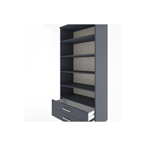 Hyperion Dolap 5 Raflı 2 Çekmeceli 88x44x195 Antrasit-antrasit