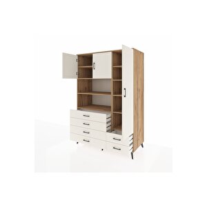 Kronos Dolap 9 Raflı 6 Çekmeceli 3 Kapaklı 132x59x195 Çam-aytaşı/aytaşı