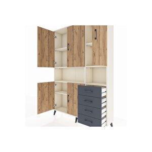 Arges Dolap 7 Raflı 4 Çekmeceli 5 Kapaklı 132x30x195 Aytaşı-çam/antrasit