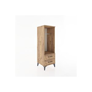 Hyperion Dolap Tek Raflı 2 Çekmeceli Tek Askılı 44x44x134 Çam-çam