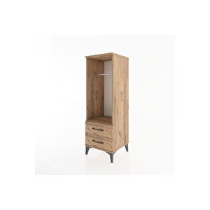 Hyperion Dolap Tek Raflı 2 Çekmeceli Tek Askılı 44x44x134 Çam-çam