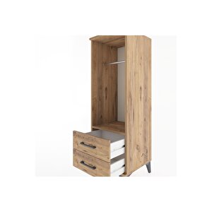 Hyperion Dolap Tek Raflı 2 Çekmeceli Tek Askılı 44x44x134 Çam-çam