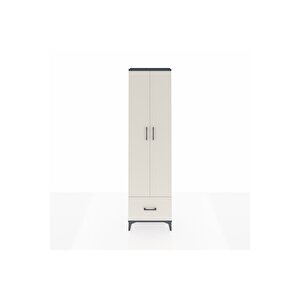 Arges Dolap 5 Raflı Tek Çekmeceli 2 Kapaklı 60x30x221 Antrasit-aytaşı