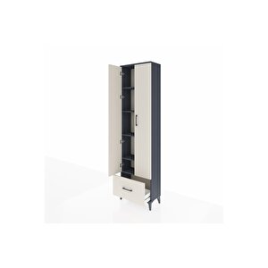 Arges Dolap 5 Raflı Tek Çekmeceli 2 Kapaklı 60x30x221 Antrasit-aytaşı