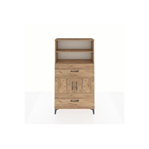 Arges Dolap 3 Raflı 2 Çekmeceli 2 Kapaklı 88x30x163 Çam-çam