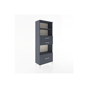 Arges Dolap 3 Raflı 3 Çekmeceli 60x30x163 Antrasit-antrasit