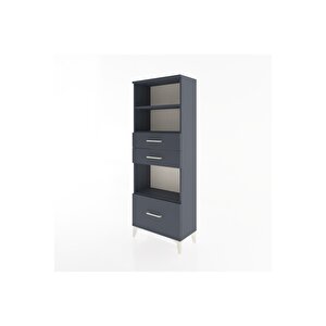 Arges Dolap 3 Raflı 3 Çekmeceli 60x30x163 Antrasit-antrasit