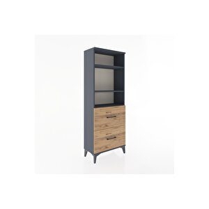 Arges Dolap 3 Raflı 2 Çekmeceli 60x30x163 Antrasit-çam