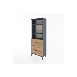Arges Dolap 3 Raflı 2 Çekmeceli 60x30x163 Antrasit-çam