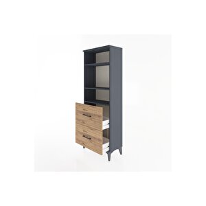 Arges Dolap 3 Raflı 2 Çekmeceli 60x30x163 Antrasit-çam