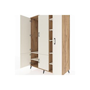 Kronos Dolap 7 Raflı 5 Kapaklı Tek Askılı 132x59x195 Çam-aytaşı/aytaşı