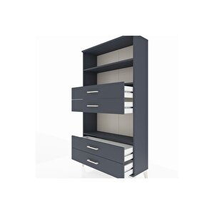 Arges Dolap 3 Raflı 4 Çekmeceli 88x30x163 Antrasit-antrasit