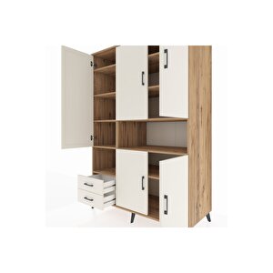 Kronos Dolap 10 Raflı 2 Çekmeceli 5 Kapaklı 132x59x195 Çam-aytaşı/aytaşı