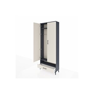 Arges Dolap 2 Raflı Tek Çekmeceli Tek Askılı 88x30x221 Antrasit-aytaşı